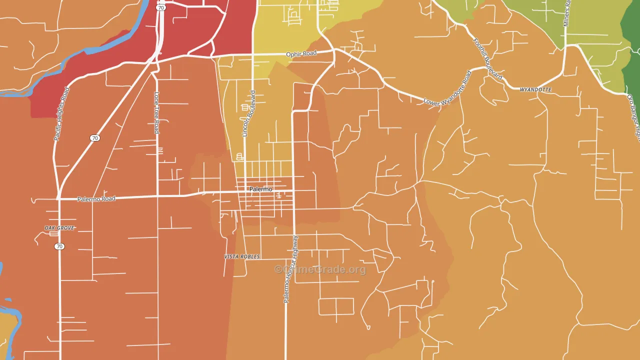 Palermo, CA Map of Assault Rates