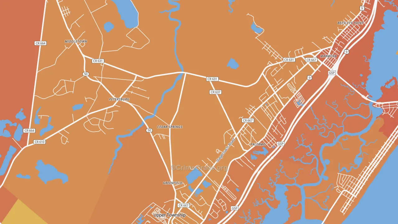 Palermo, NJ Map of Assault Rates