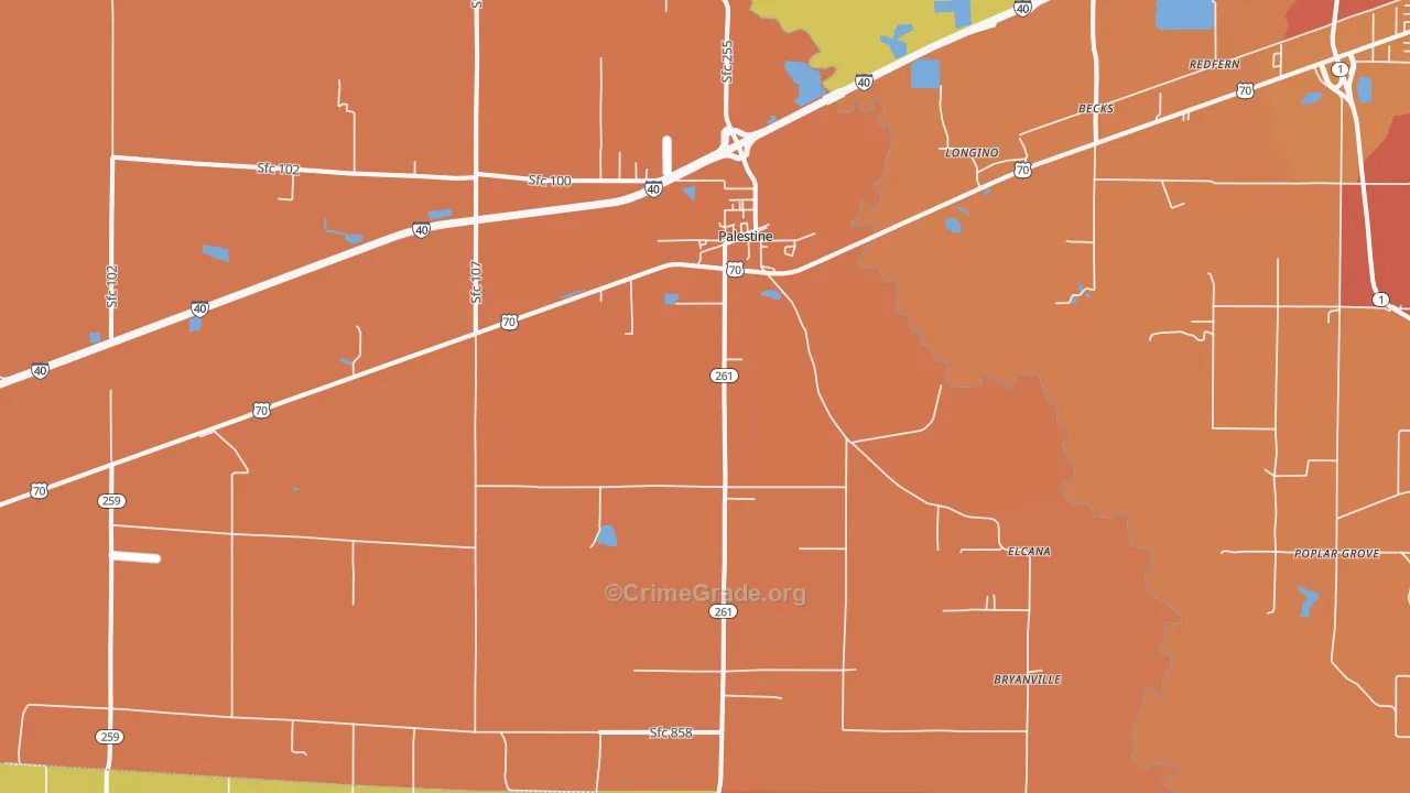 Palestine, AR Map of Assault Rates