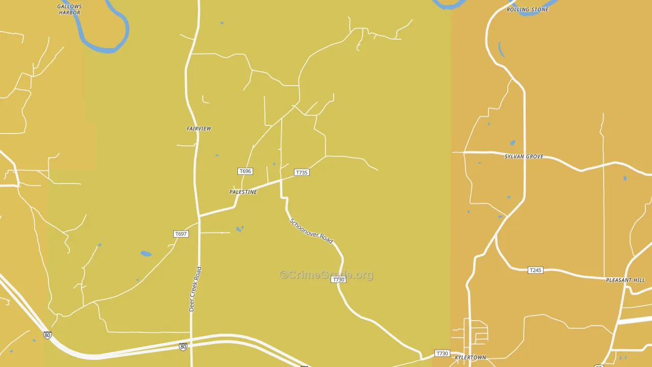 Palestine, PA Map of Assault Rates