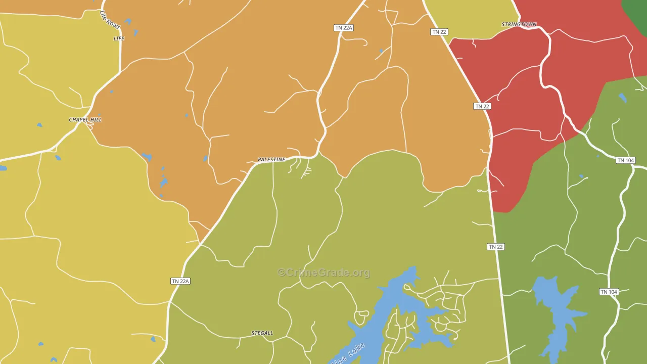 Palestine, TN Map of Assault Rates