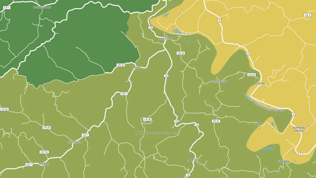 Palestine, WV Map of Assault Rates