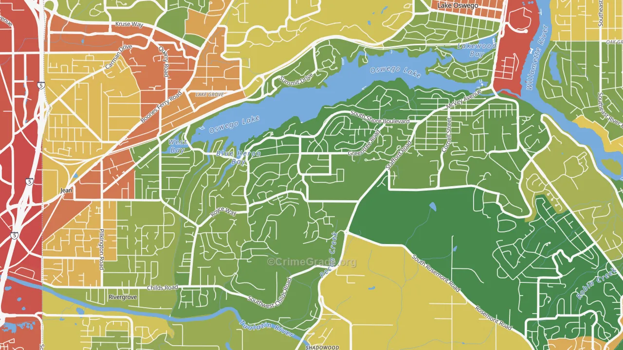 Palisades, Lake Oswego, OR Map of Assault Rates