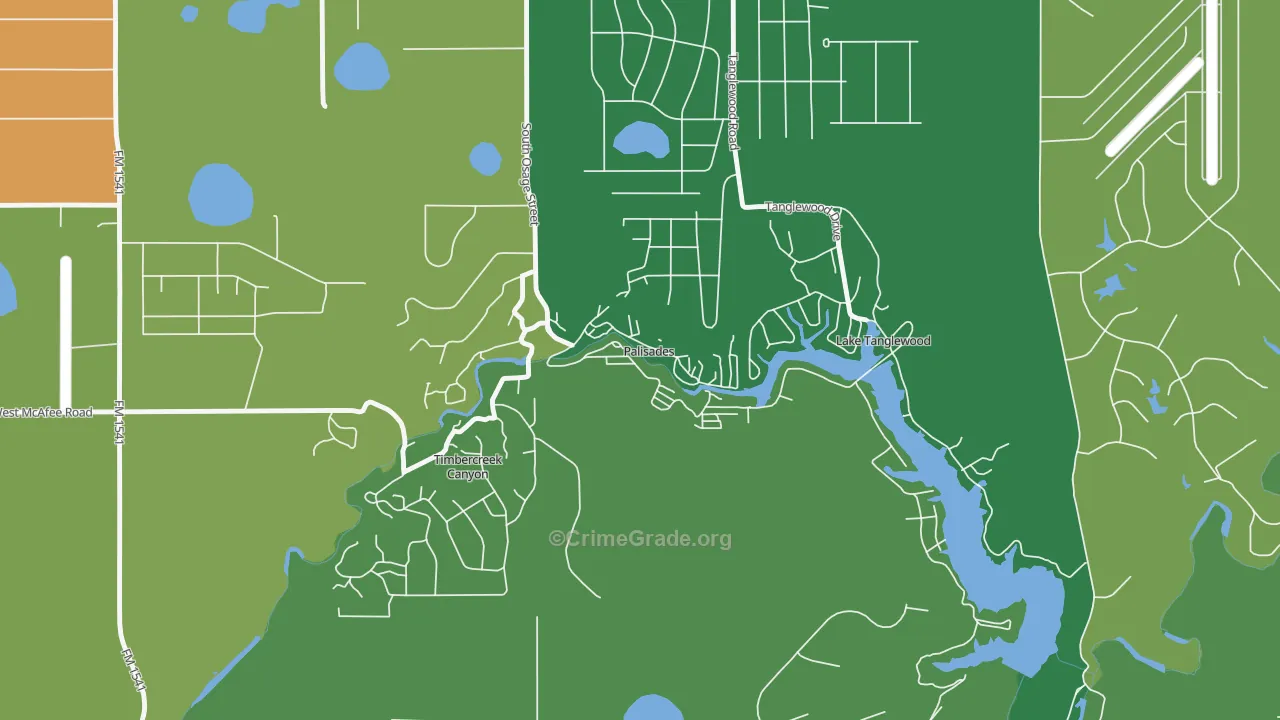 Palisades, TX Map of Assault Rates