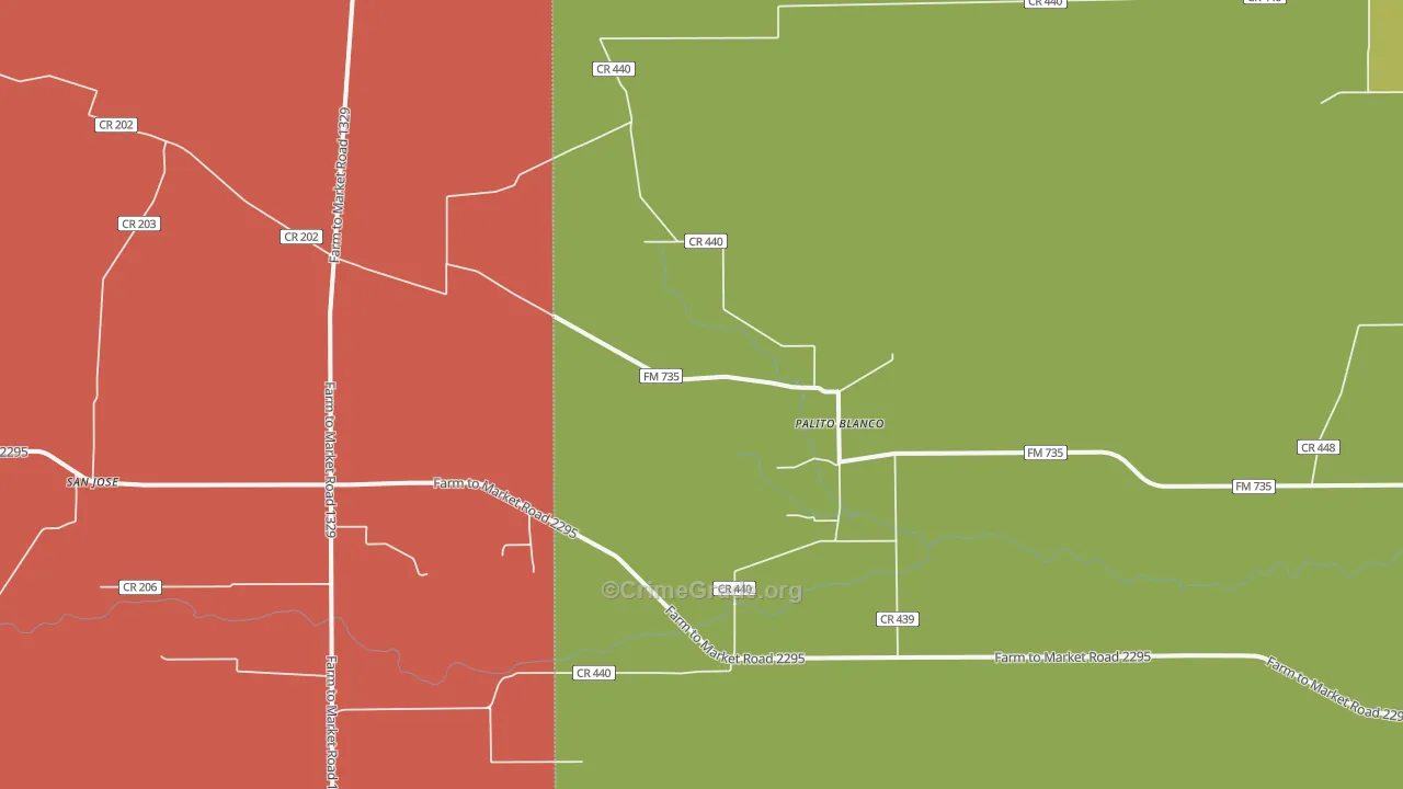 Palito Blanco, TX Map of Assault Rates