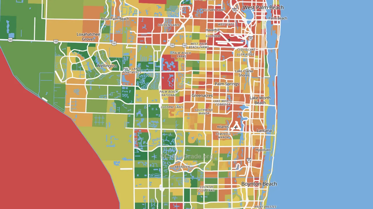 Palm Beach County, FL Map of Assault Rates