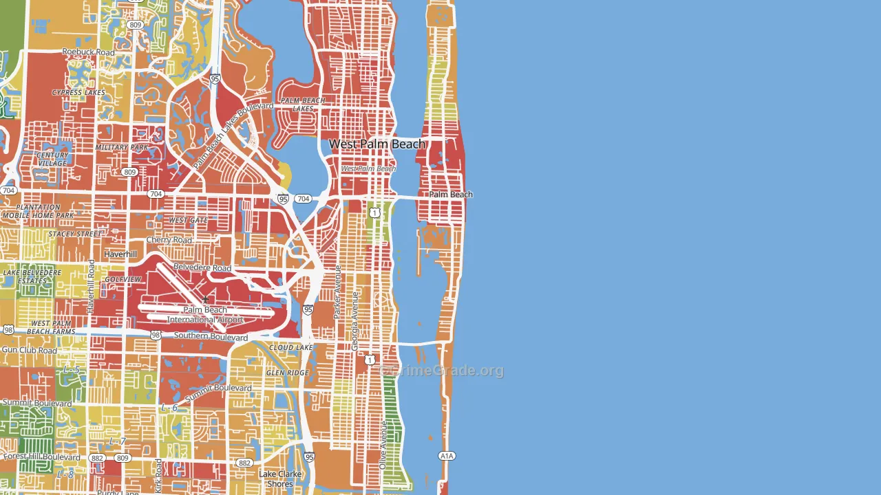 Palm Beach, FL Map of Assault Rates