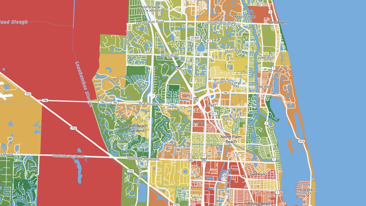 Palm Beach Gardens, FL Map of Assault Rates