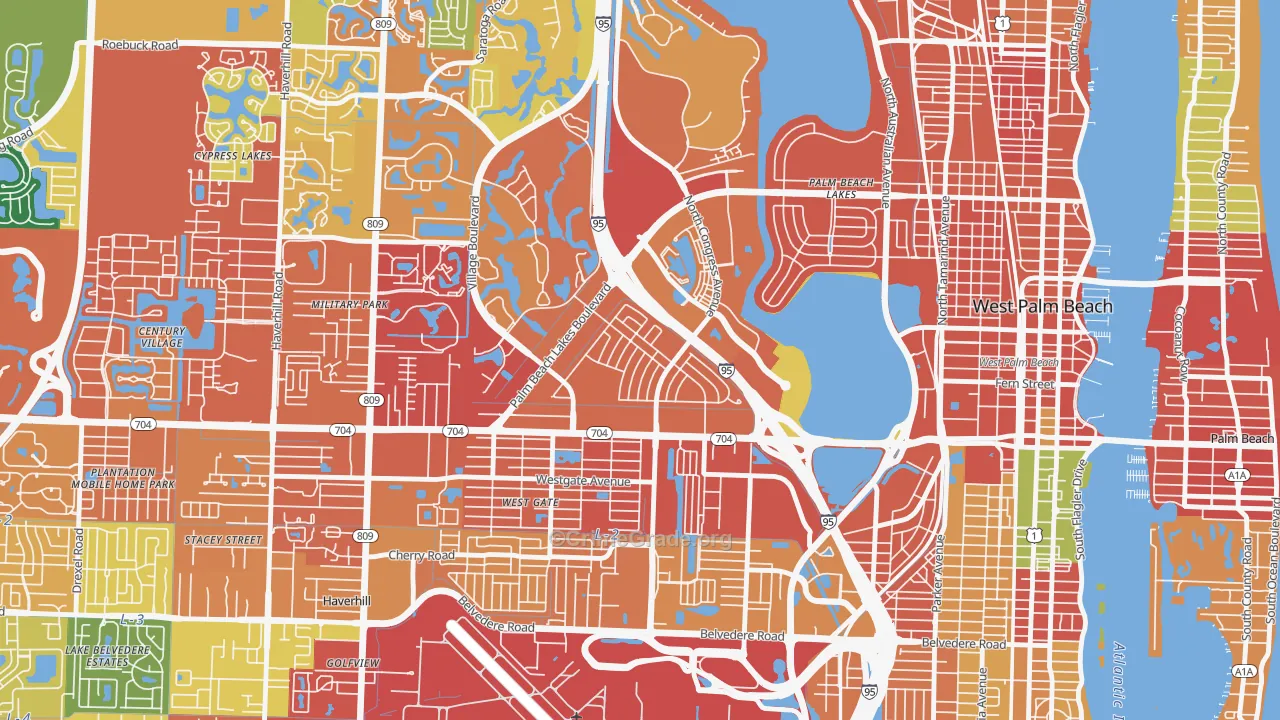 Palm Beach Lakes, West Palm Beach, FL Map of Assault Rates