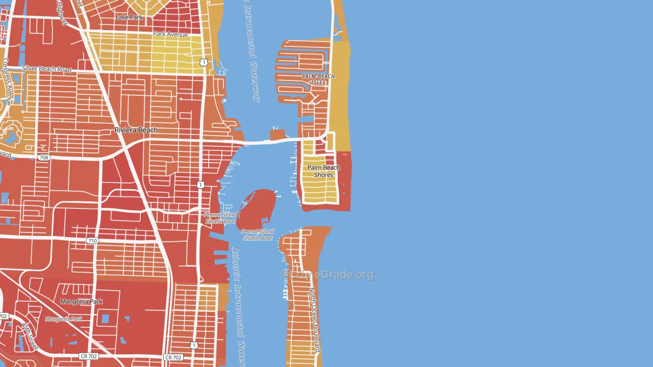 Palm Beach Shores, FL Map of Assault Rates