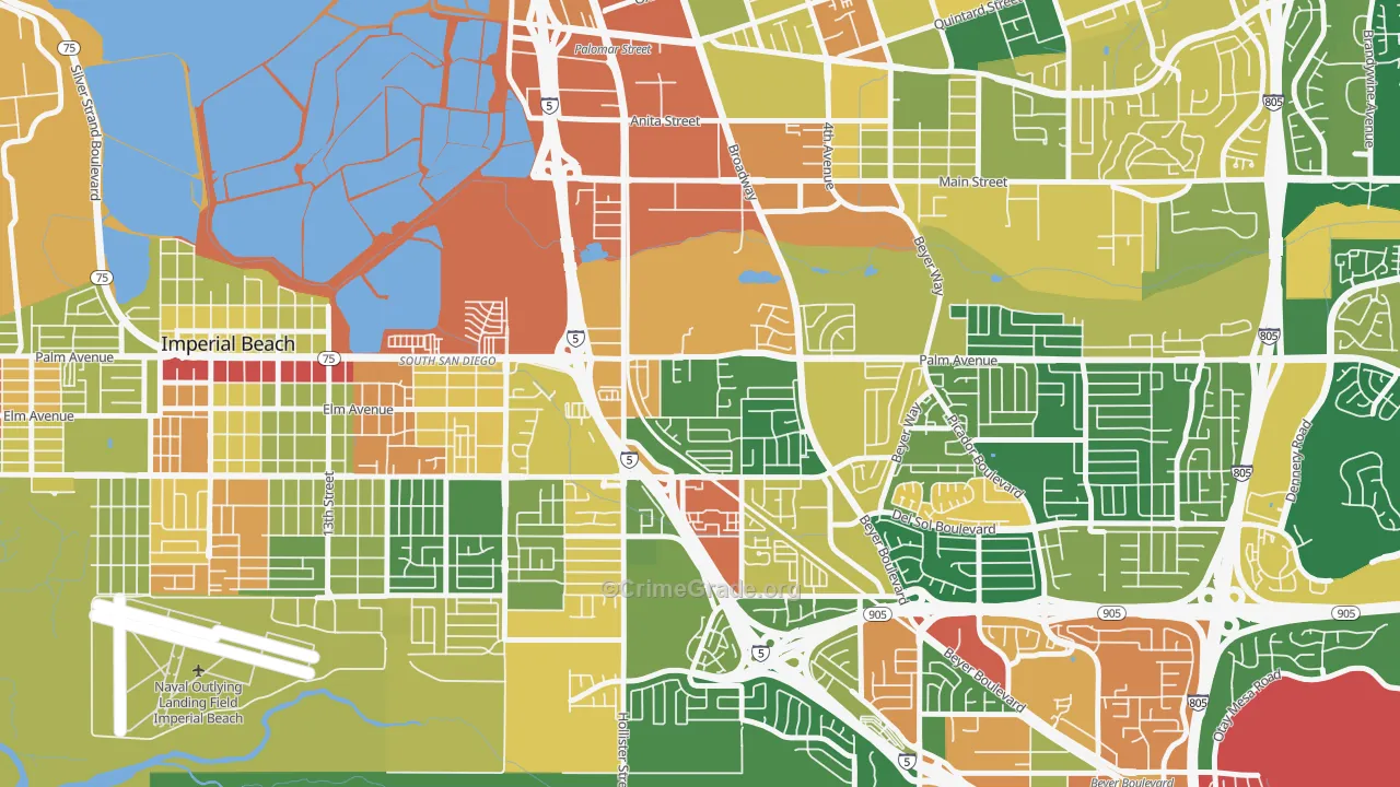 Palm City, San Diego, CA Map of Assault Rates