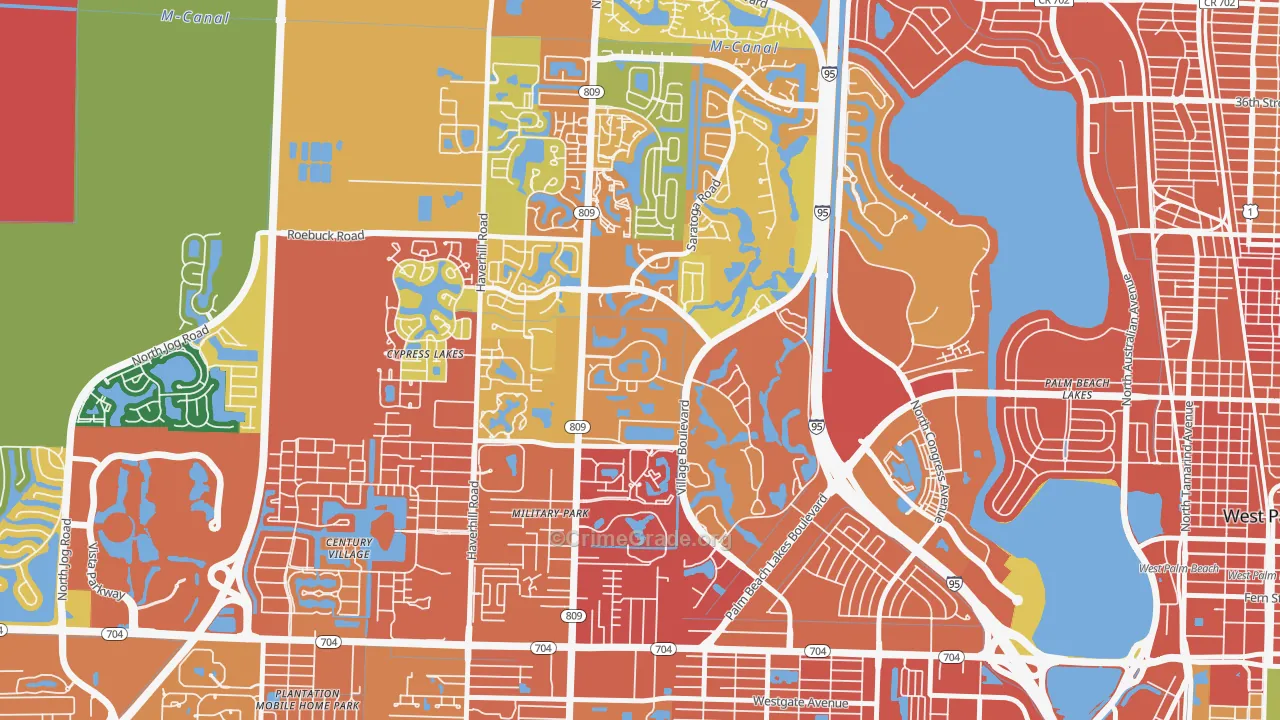 Palm Club Village, West Palm Beach, FL Map of Assault Rates