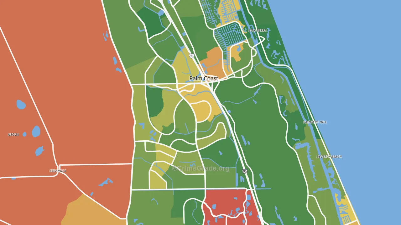 Palm Coast, FL Map of Assault Rates