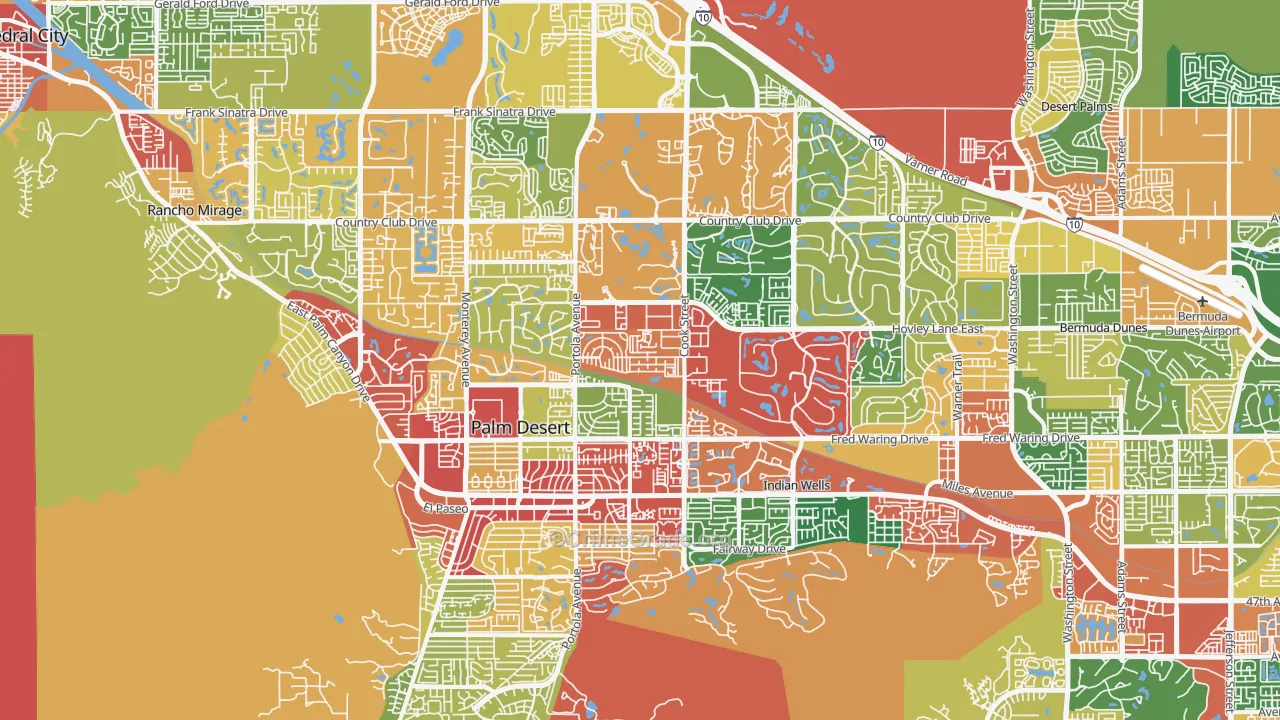 Palm Desert, CA Map of Assault Rates