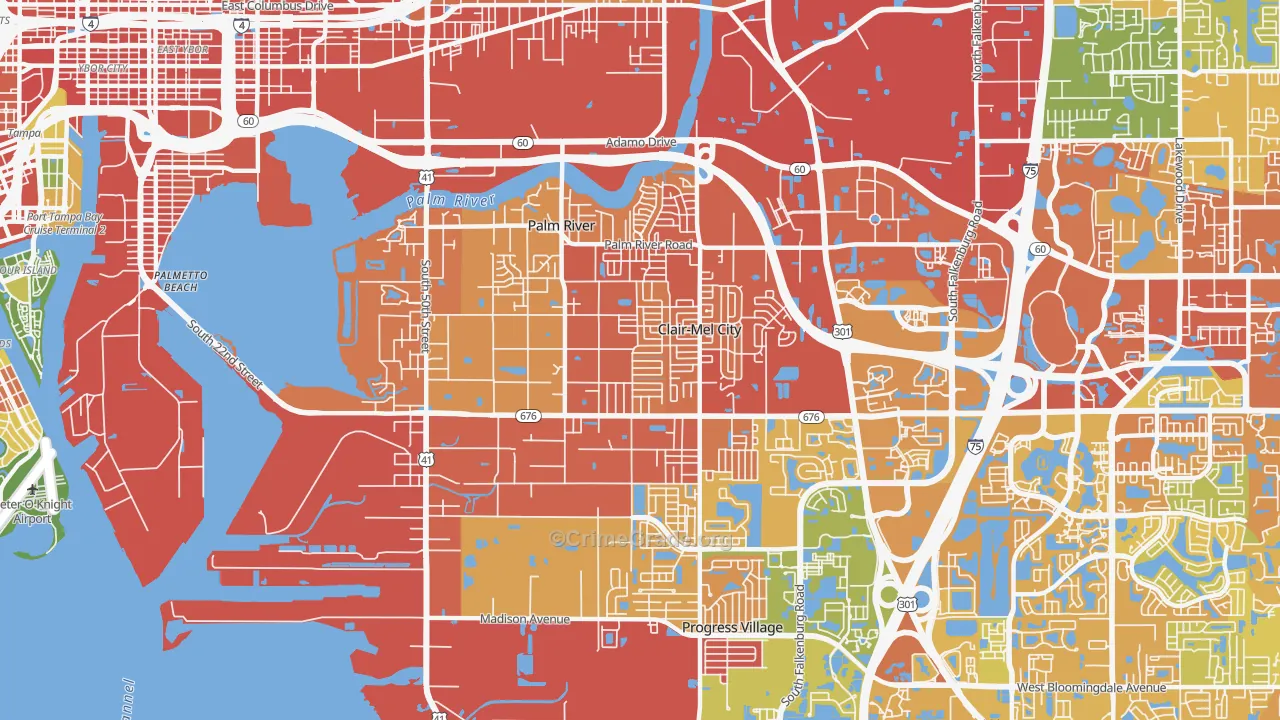 Palm River-Clair Mel, FL Map of Assault Rates