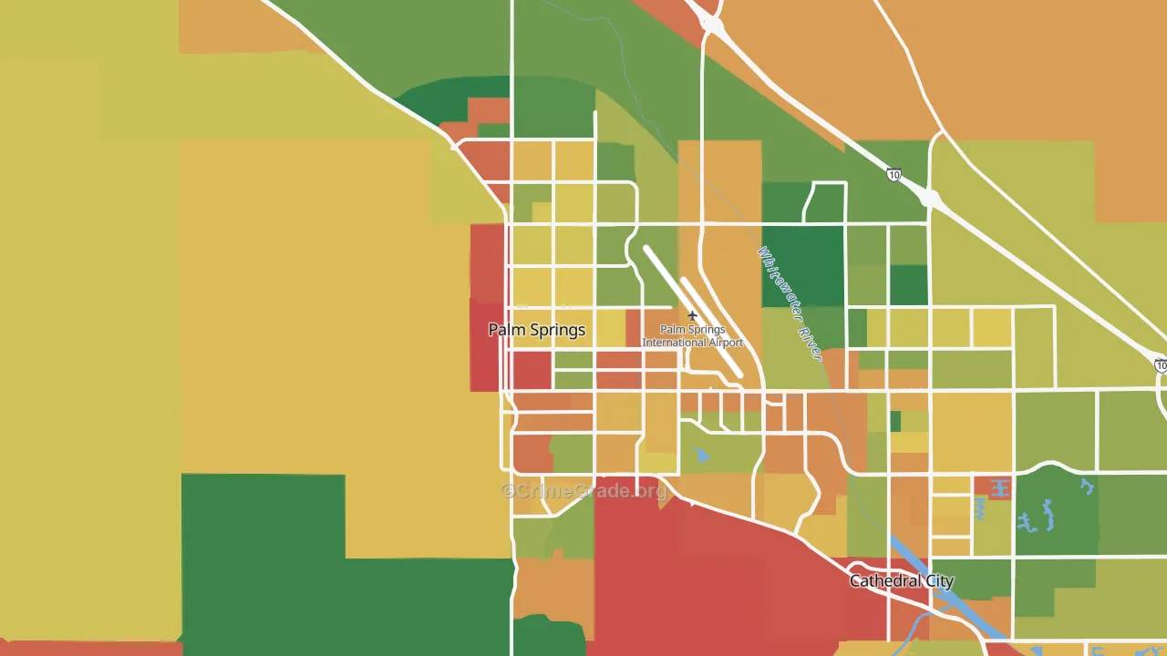 Palm Springs, CA Map of Assault Rates