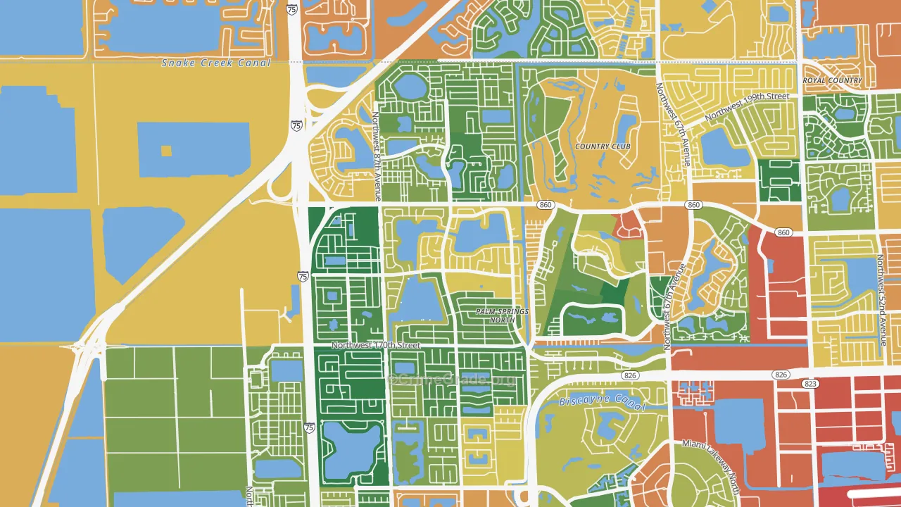 Palm Springs North, Hialeah, FL Map of Assault Rates