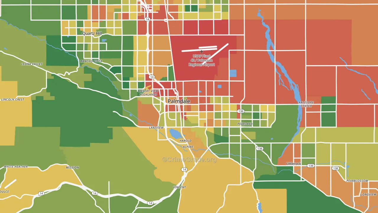 Palmdale, CA Map of Assault Rates