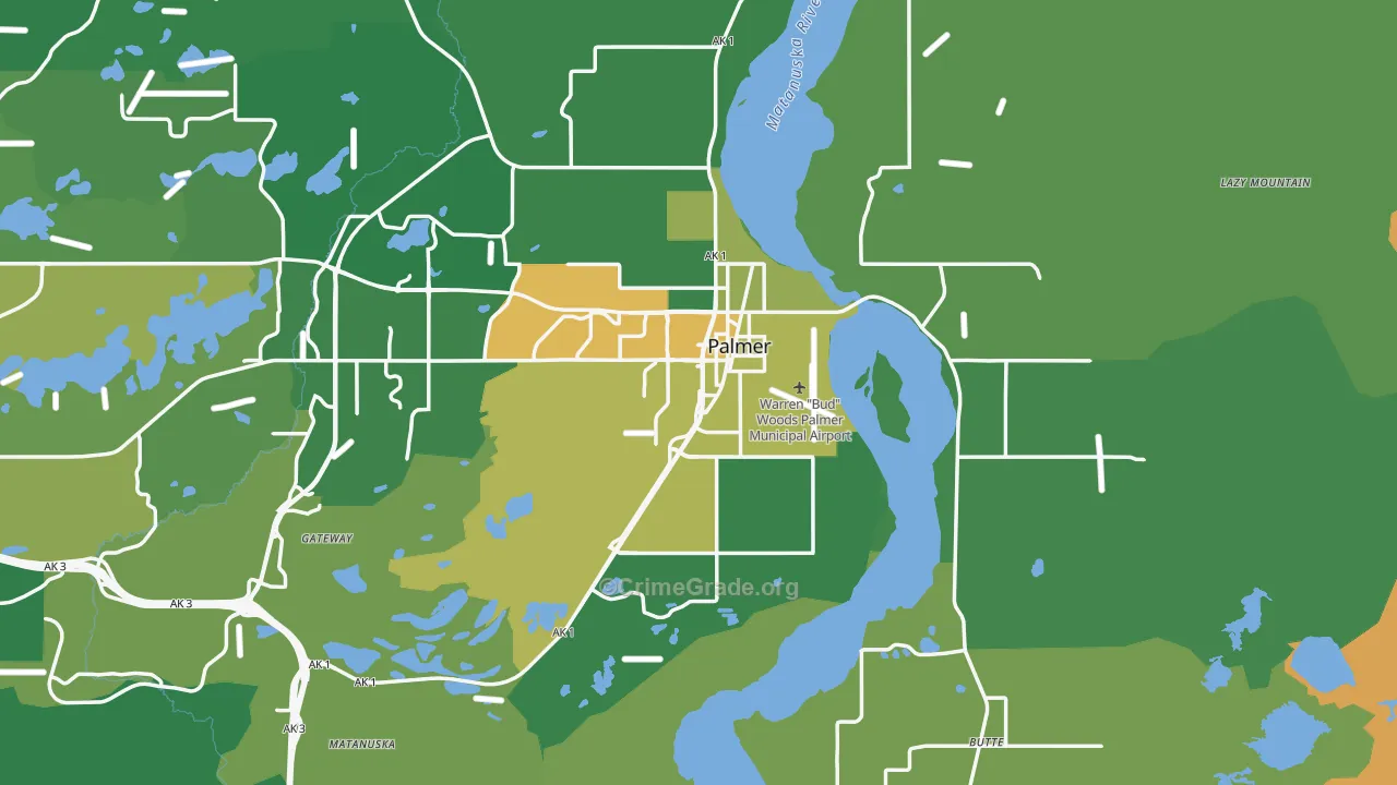 Palmer, AK Map of Assault Rates