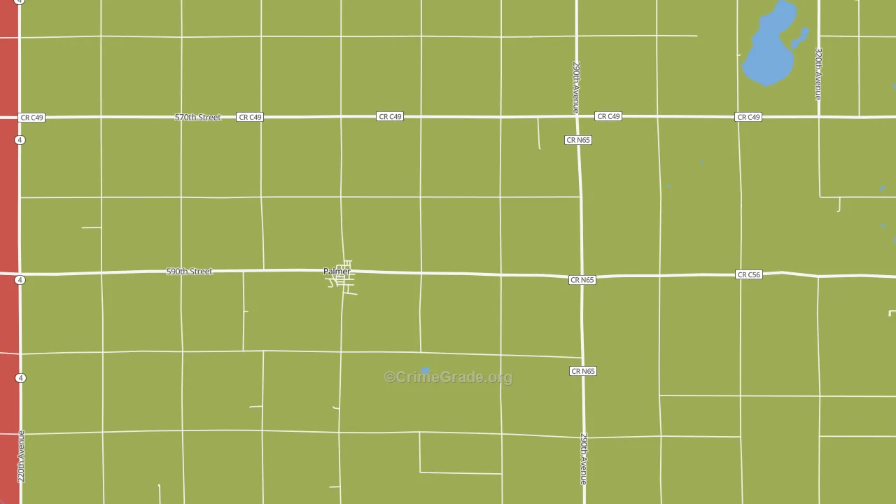 Palmer, IA Map of Assault Rates