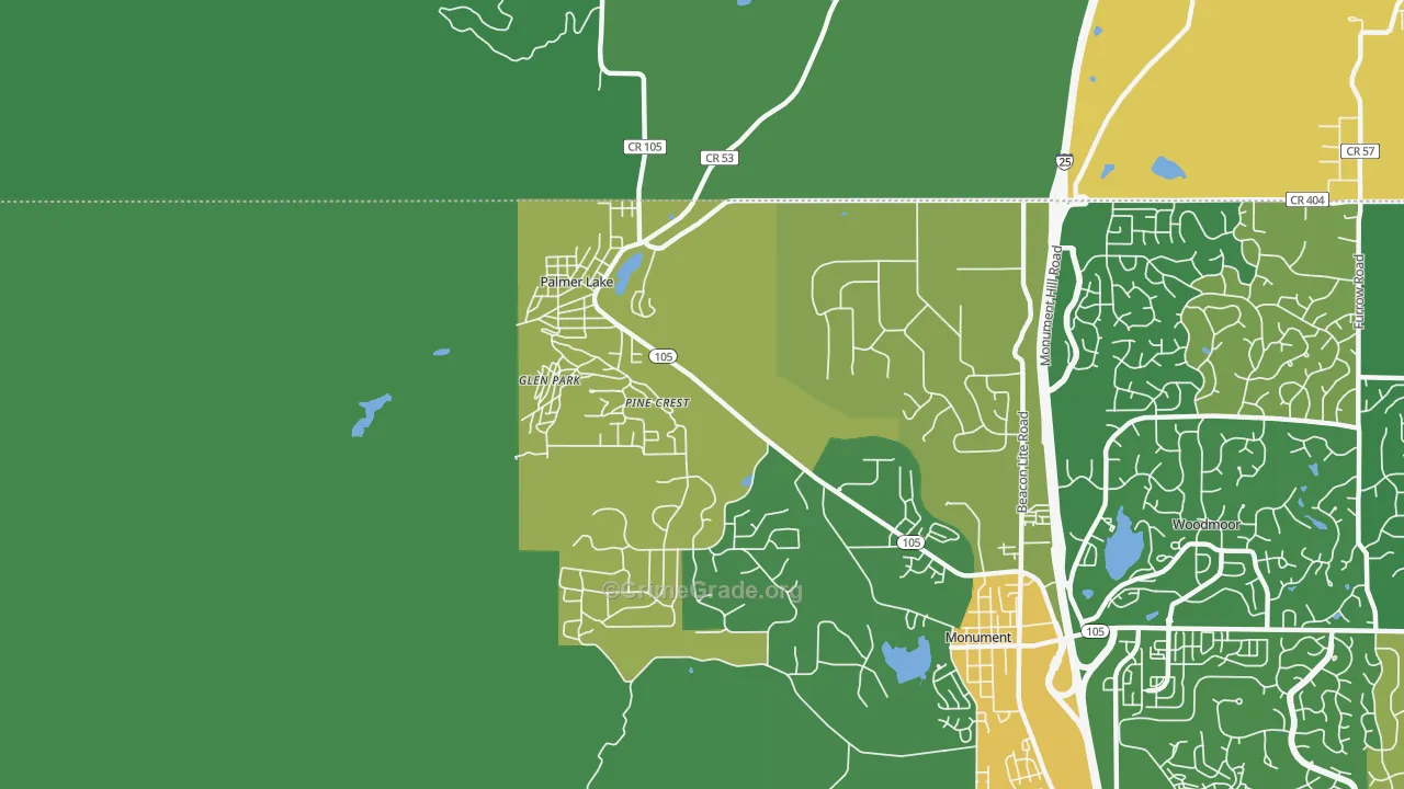 Palmer Lake, CO Map of Assault Rates