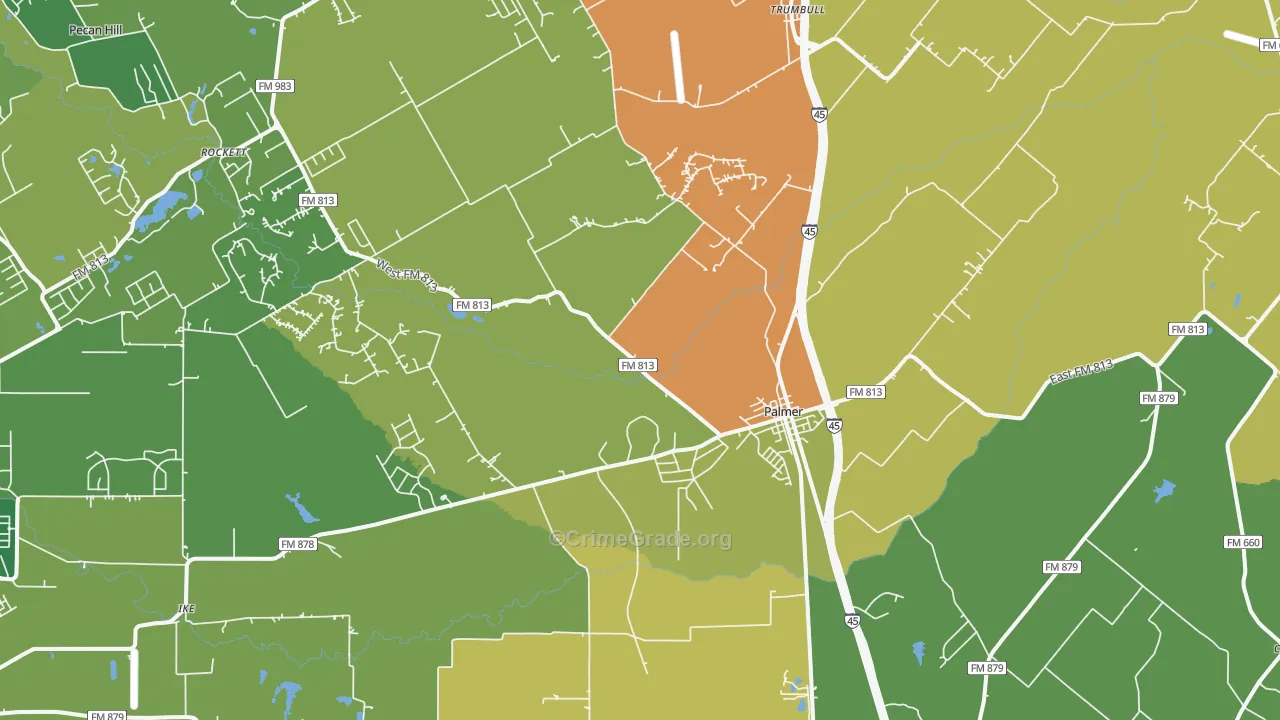 Palmer, TX Map of Assault Rates