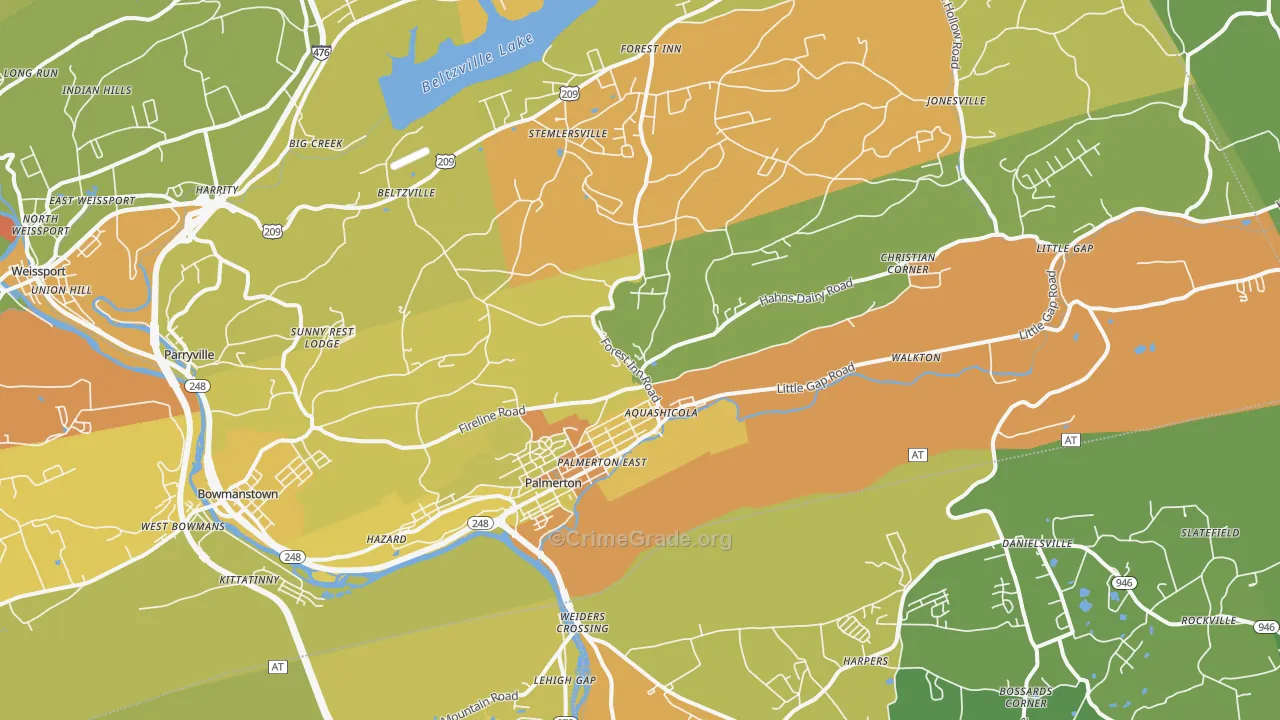 Palmerton, PA Map of Assault Rates