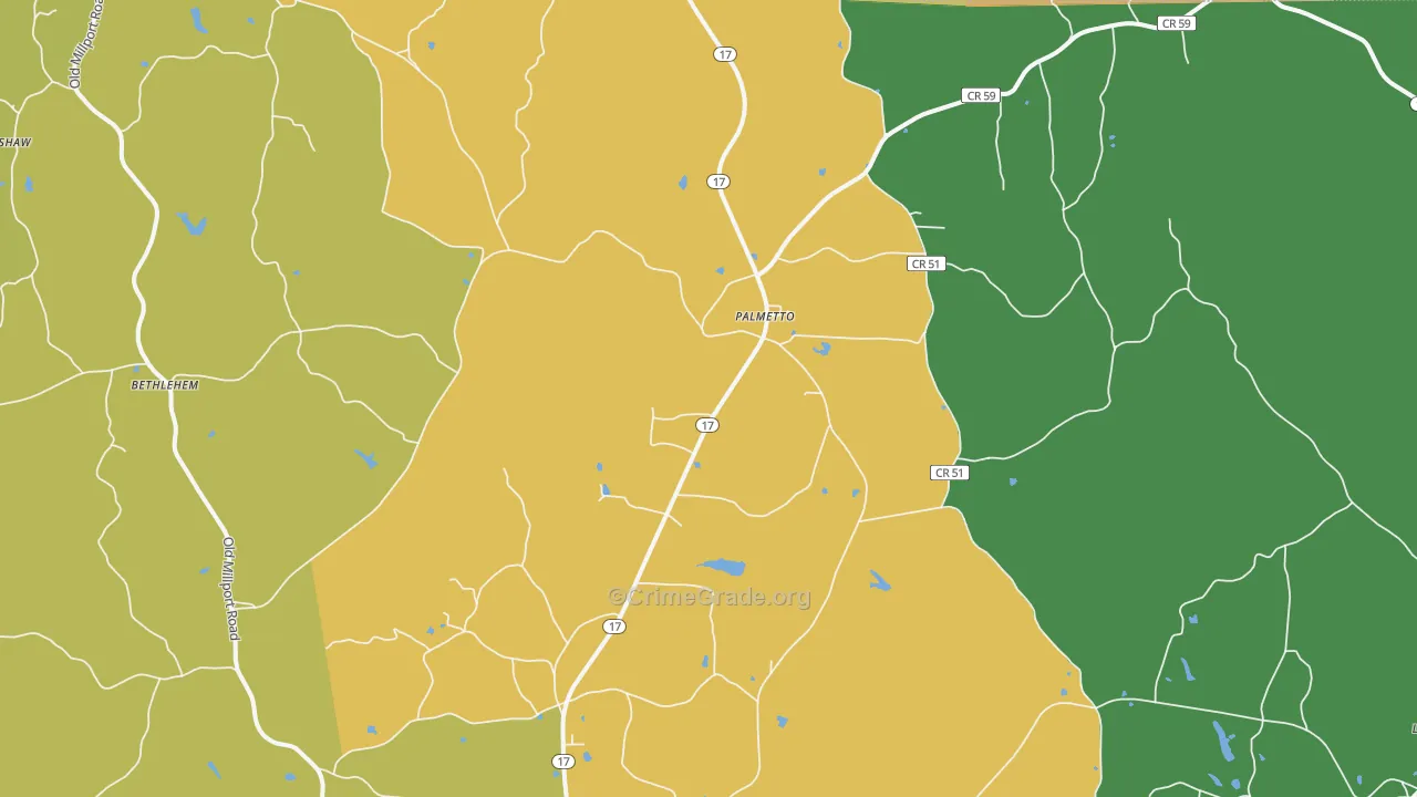 Palmetto, AL Map of Assault Rates