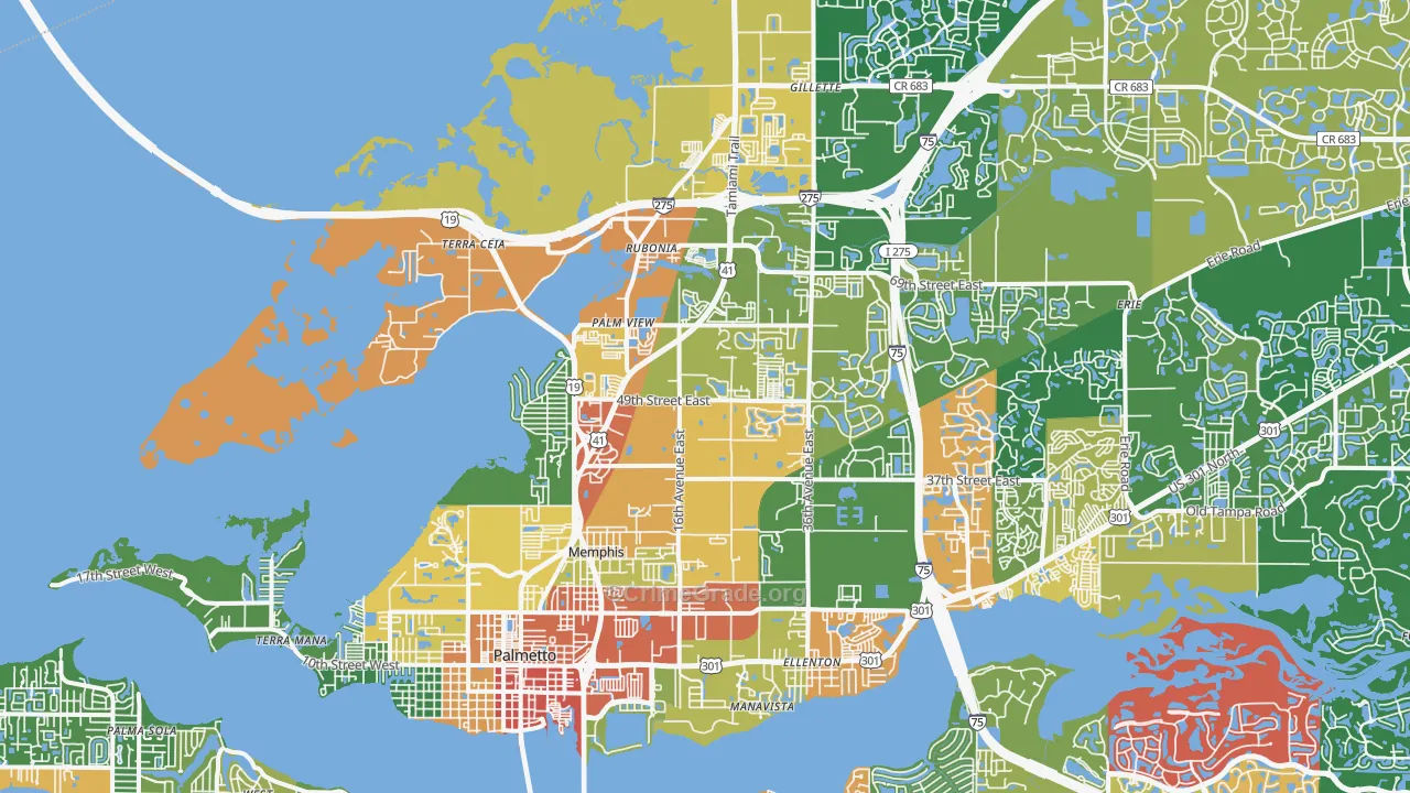 Palmetto, FL Map of Assault Rates