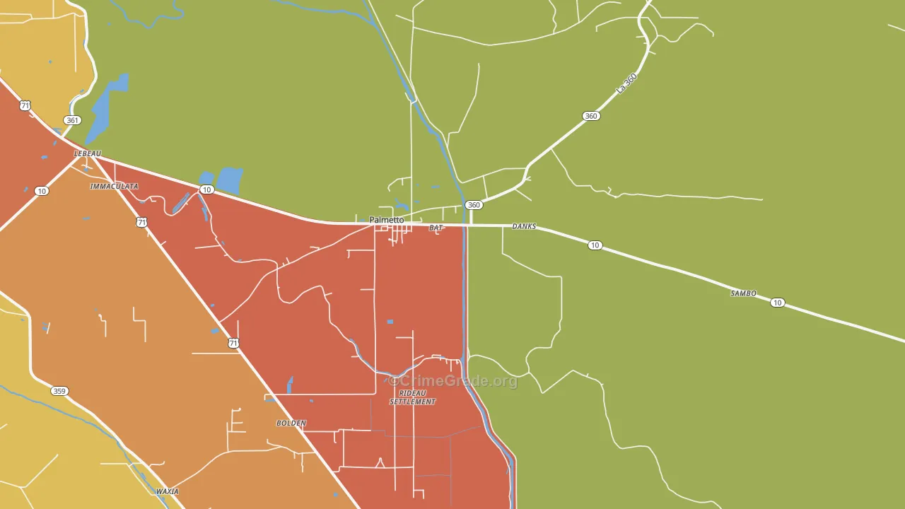 Palmetto, LA Map of Assault Rates