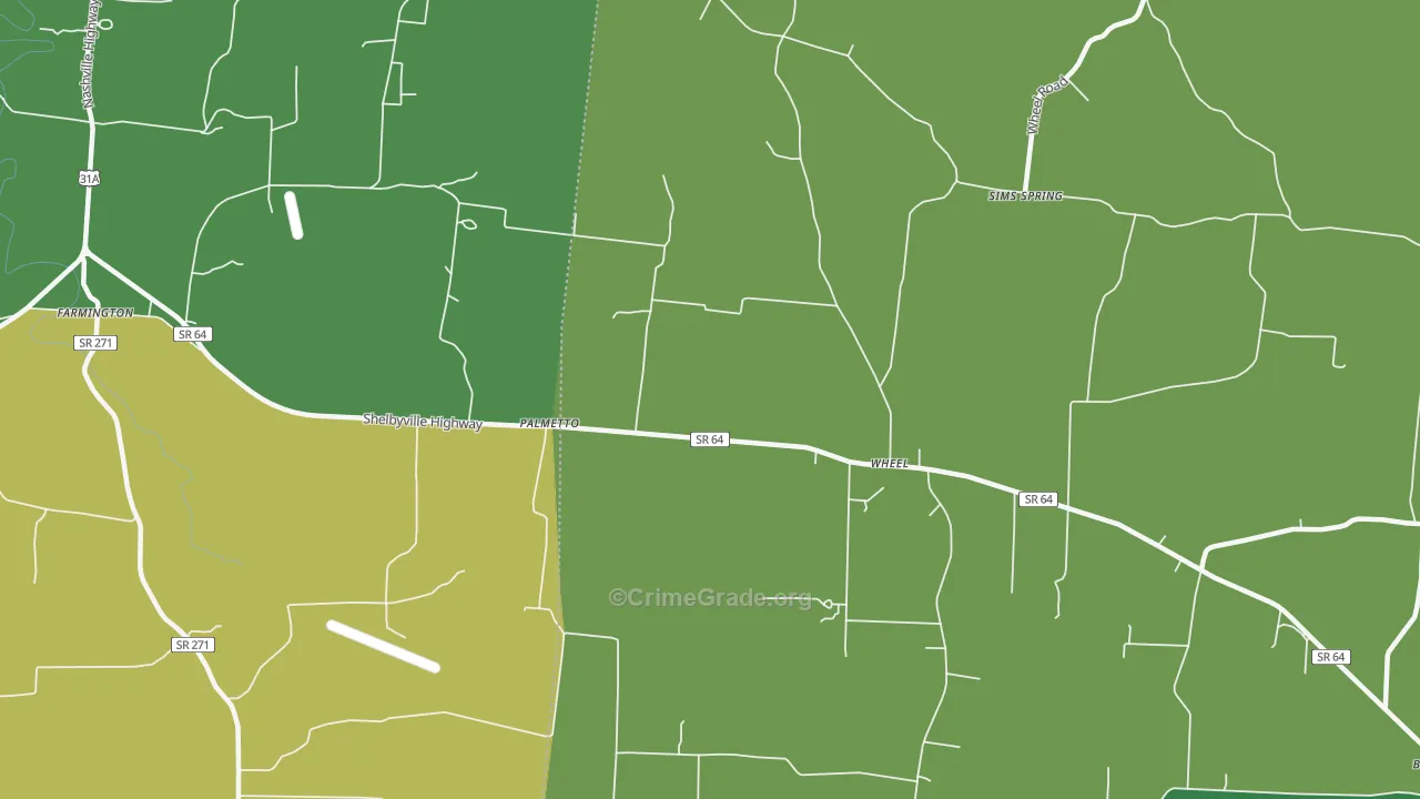 Palmetto, TN Map of Assault Rates