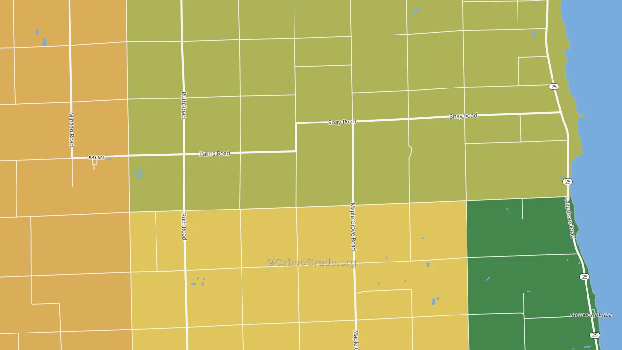 Palms, MI Map of Assault Rates