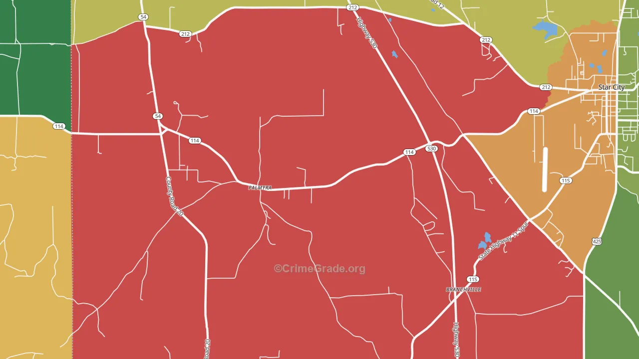 Palmyra, AR Map of Assault Rates