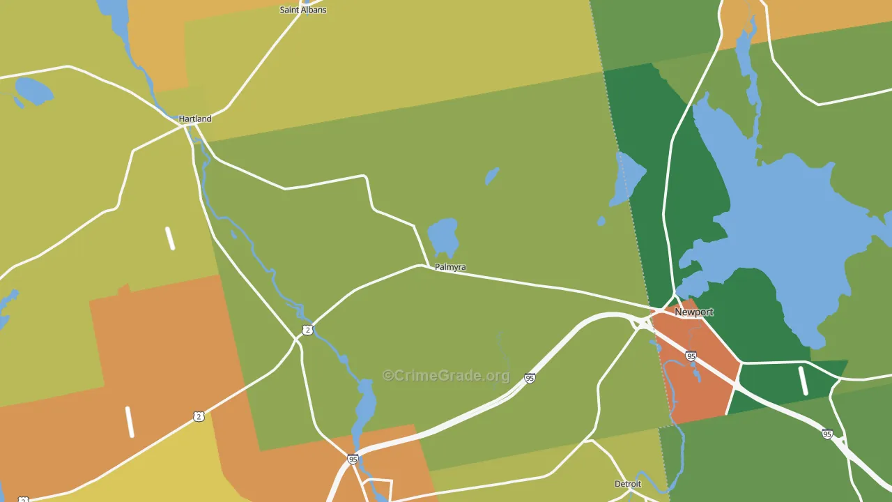 Palmyra, ME Map of Assault Rates