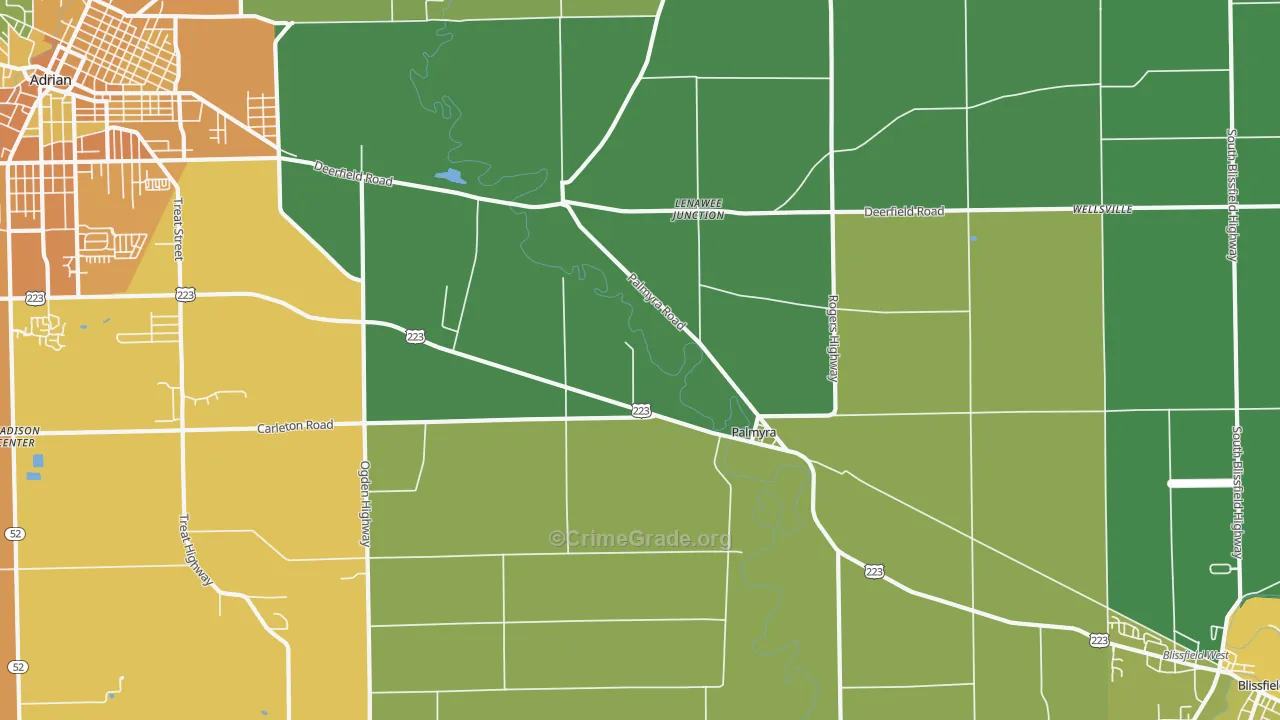 Palmyra, MI Map of Assault Rates