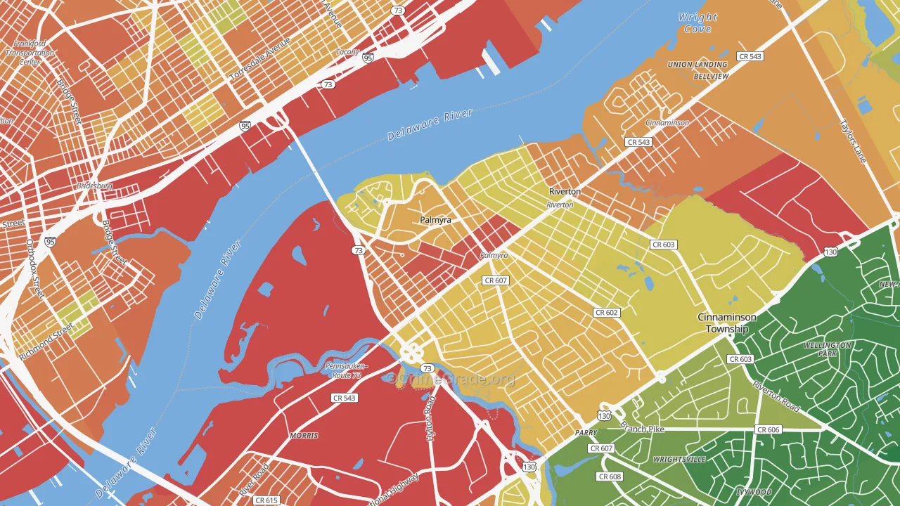 Palmyra, NJ Map of Assault Rates
