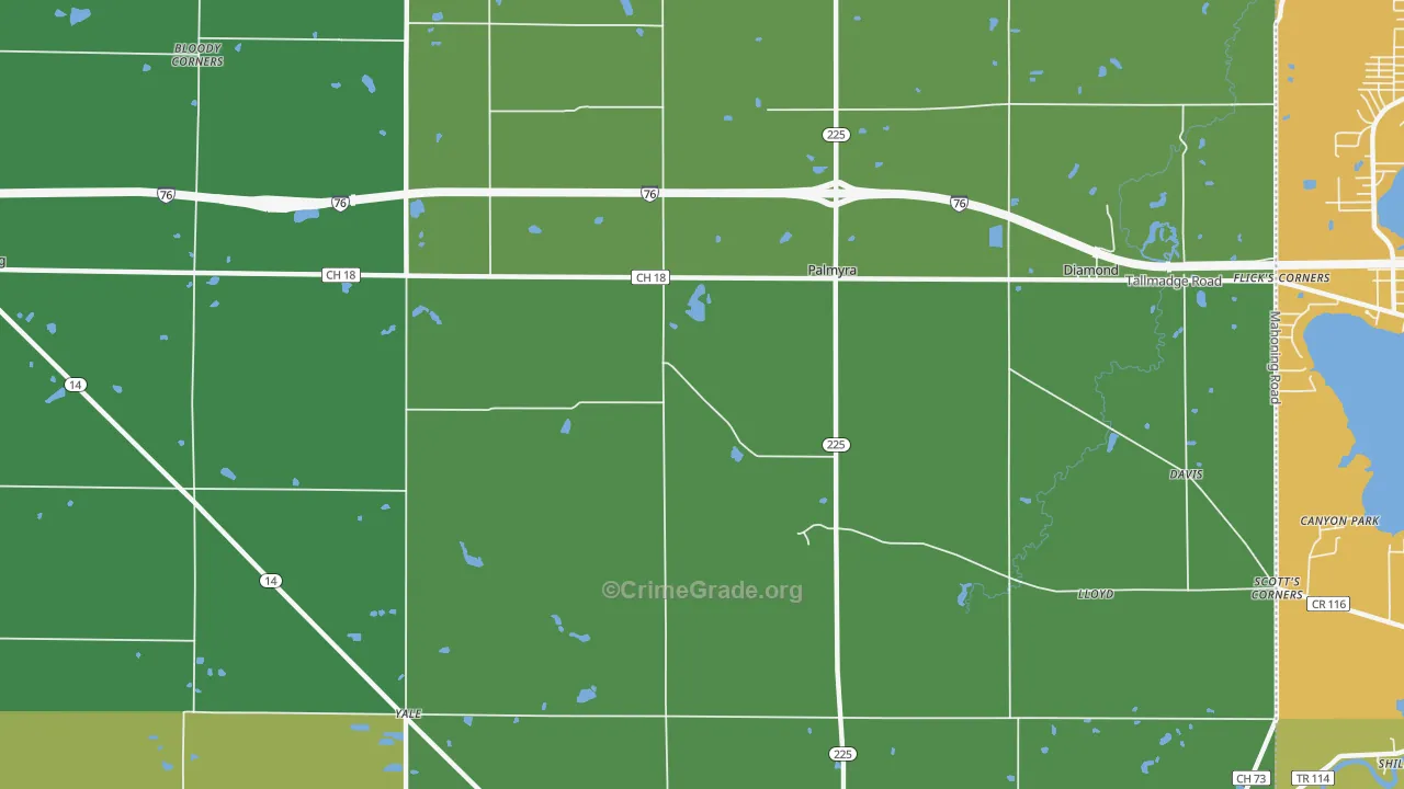 Palmyra, OH Map of Assault Rates