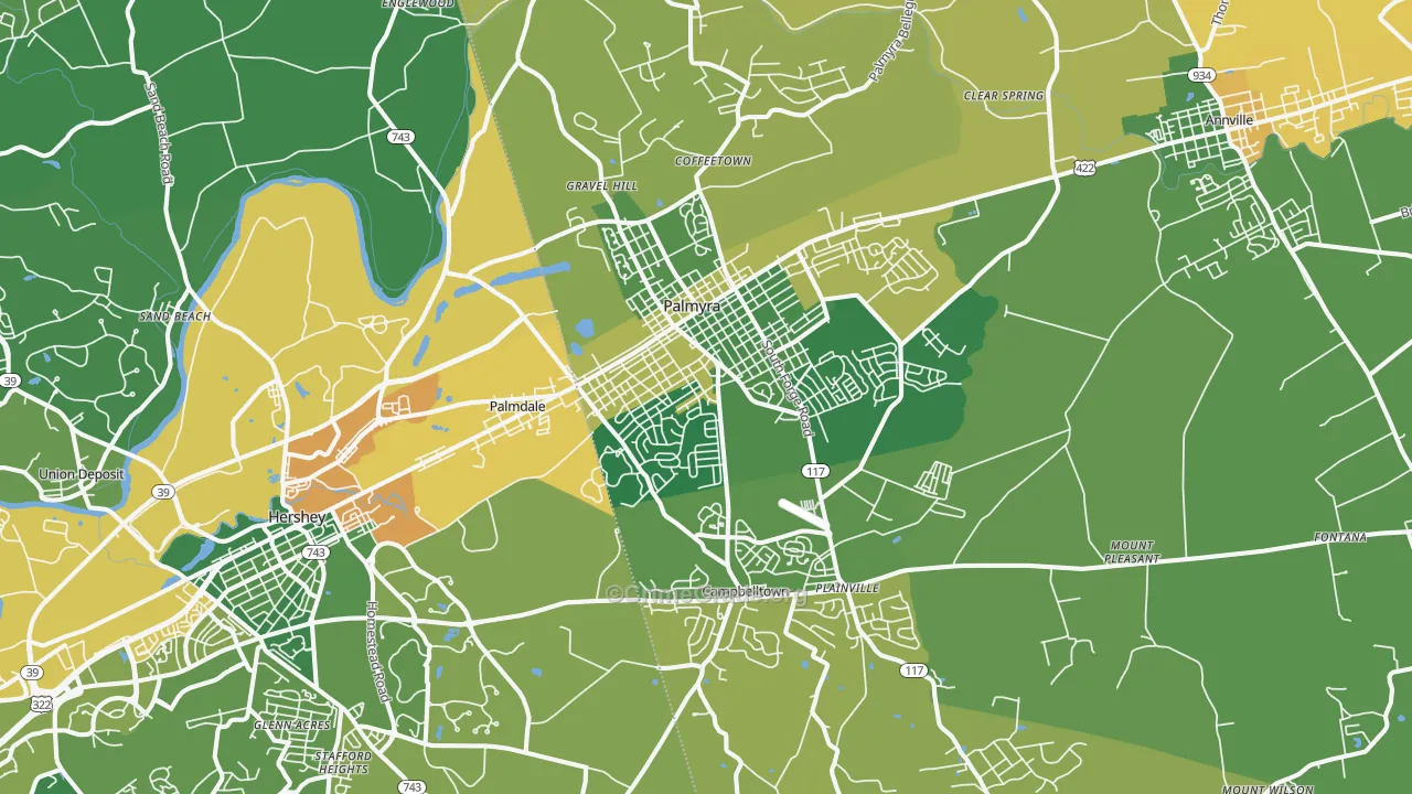 Palmyra, PA Map of Assault Rates