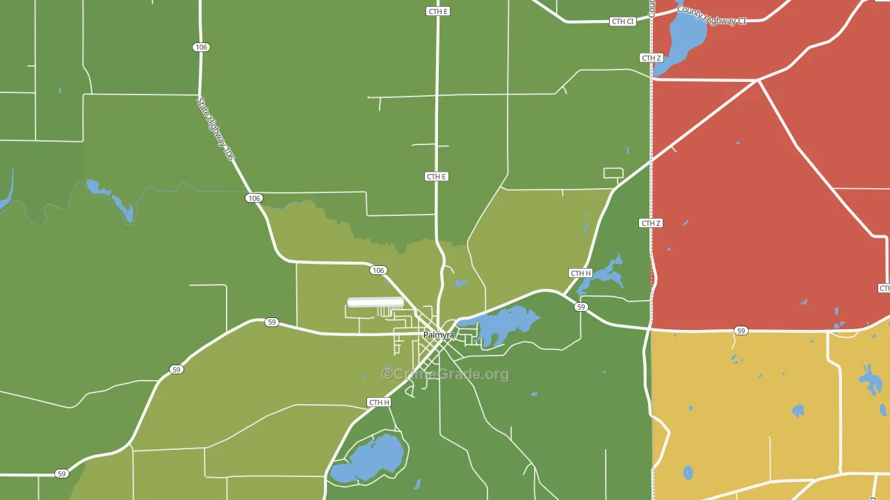 Palmyra, WI Map of Assault Rates