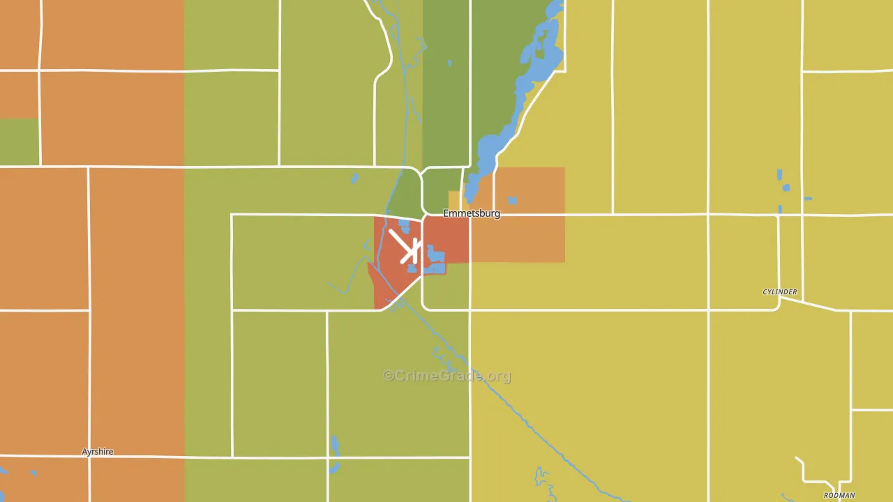 Palo Alto County, IA Map of Assault Rates