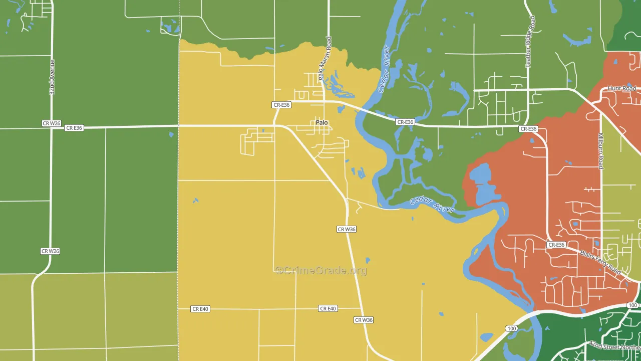Palo, IA Map of Assault Rates