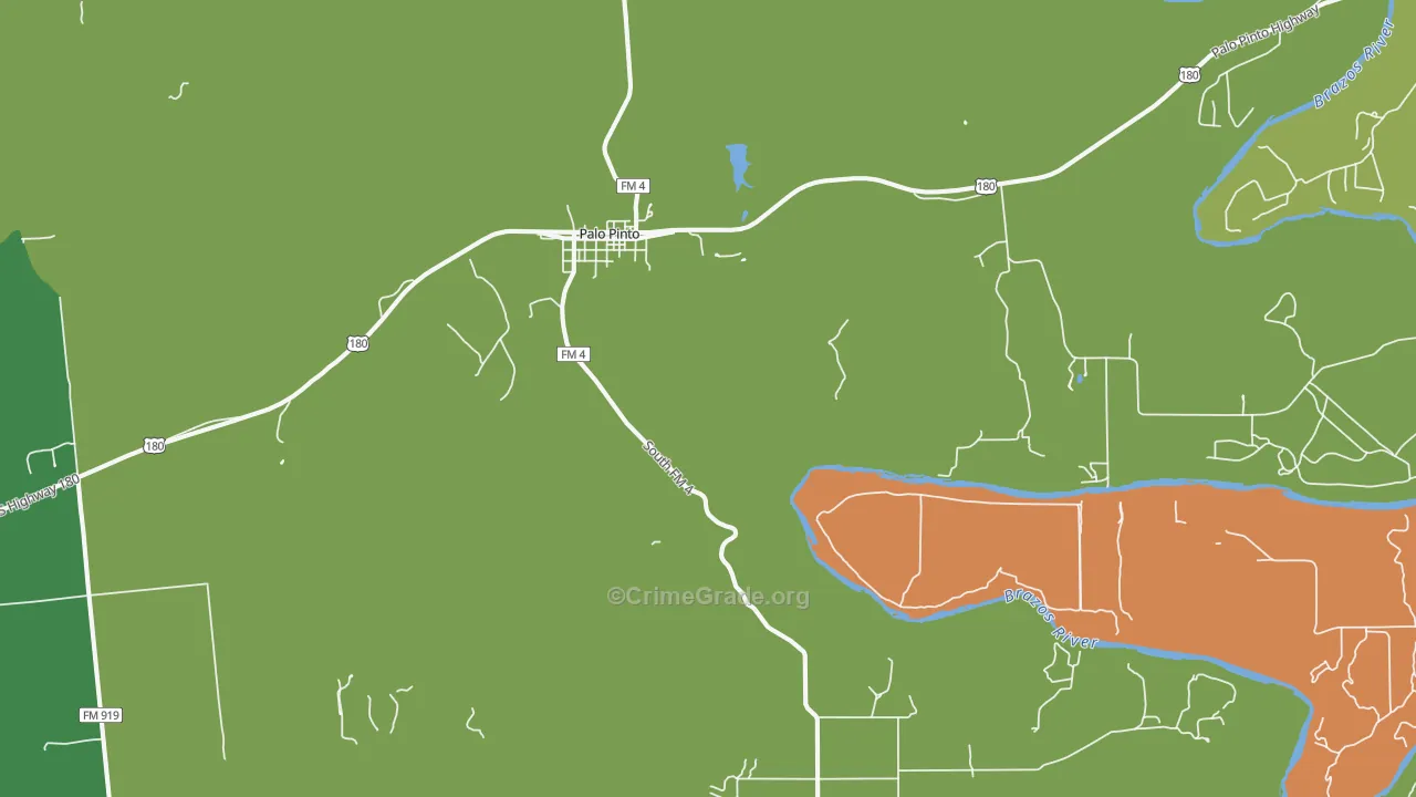 Palo Pinto, TX Map of Assault Rates