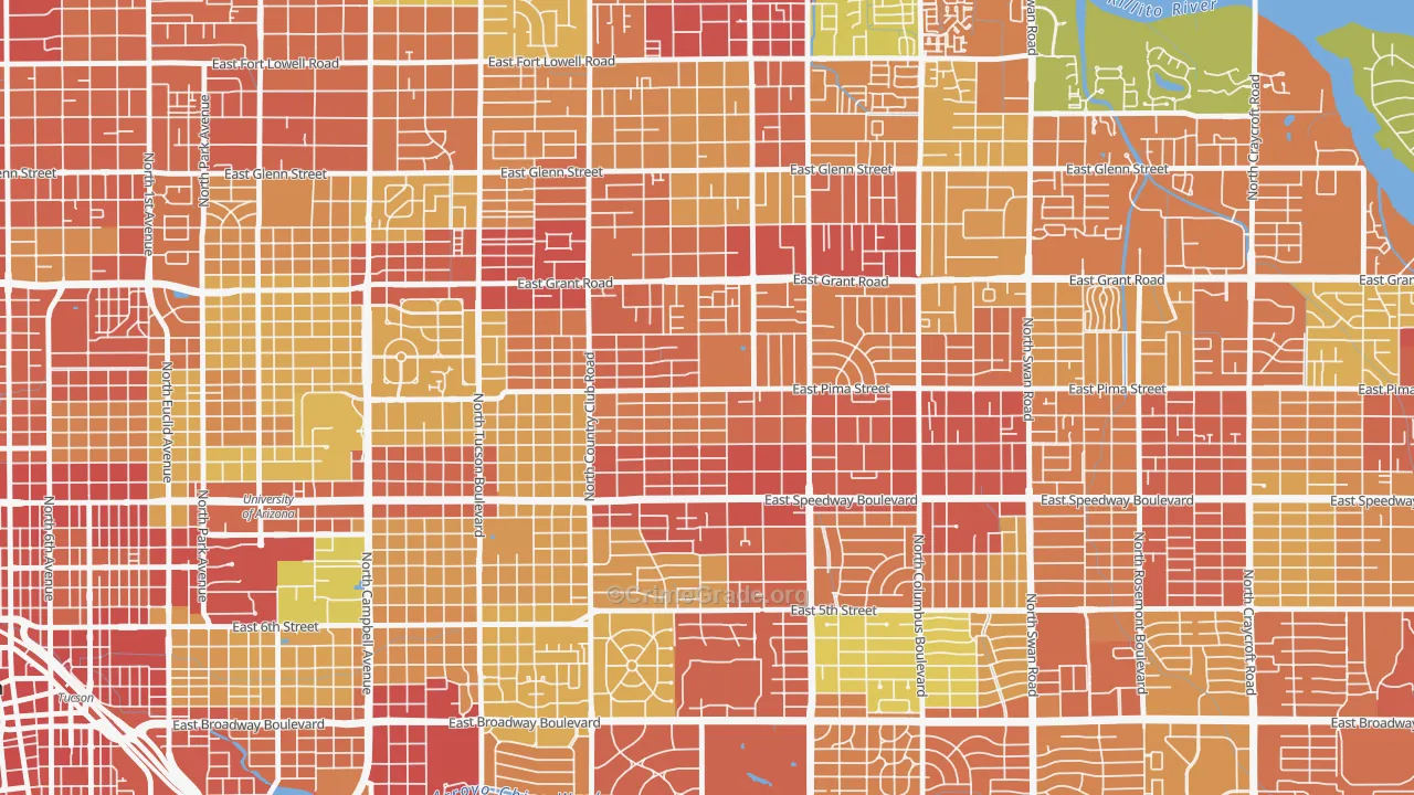Palo Verde, Tucson, AZ Map of Assault Rates