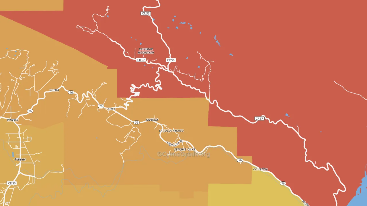 Palomar Mountain, CA Map of Assault Rates