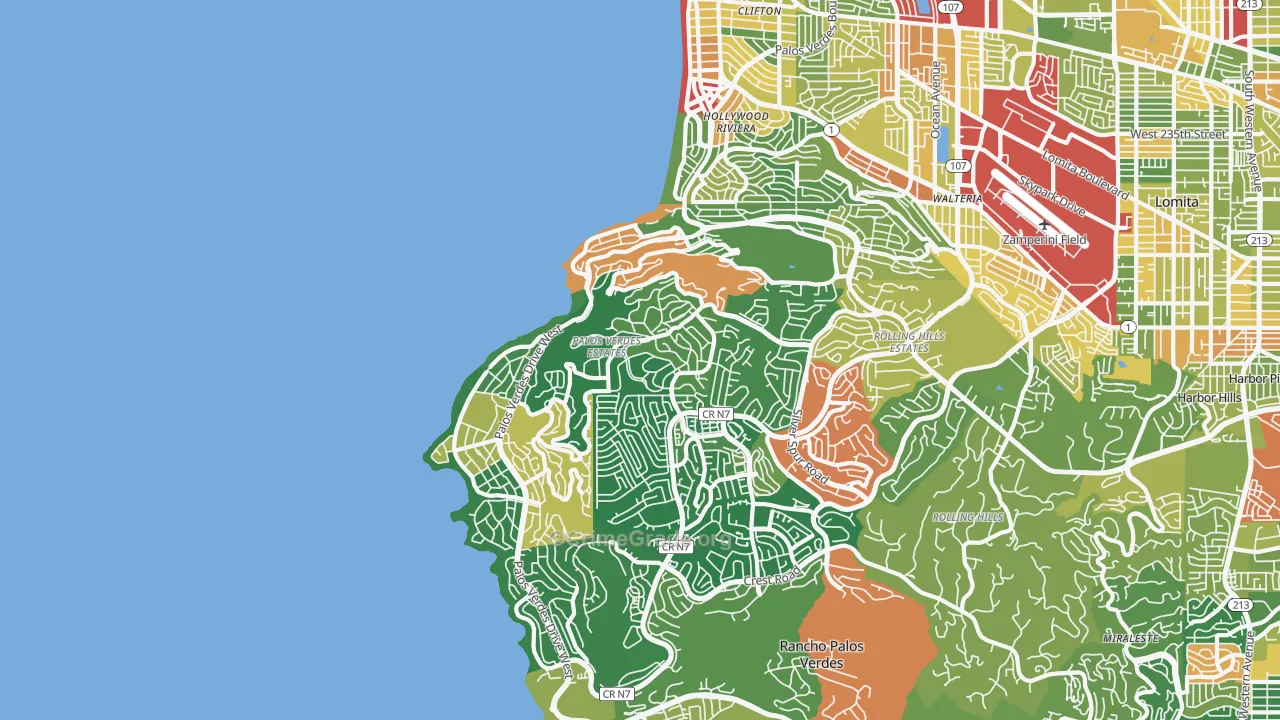 Palos Verdes Estates, CA Map of Assault Rates