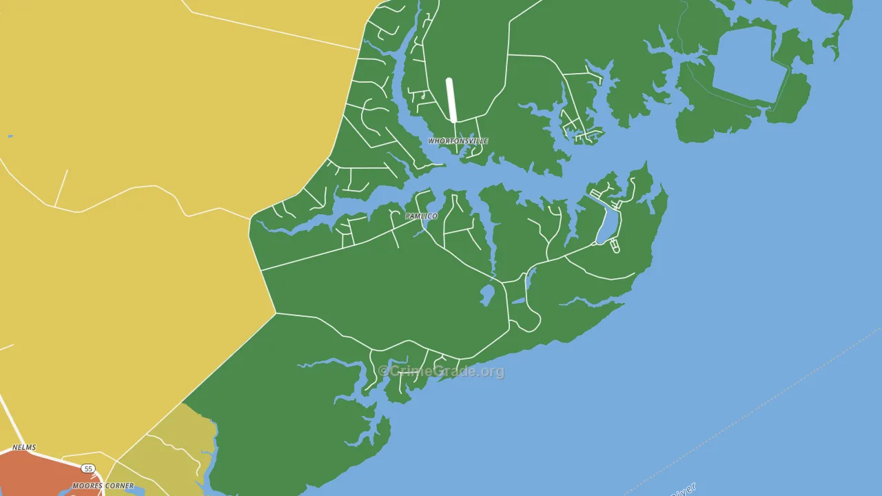 Pamlico, NC Map of Assault Rates