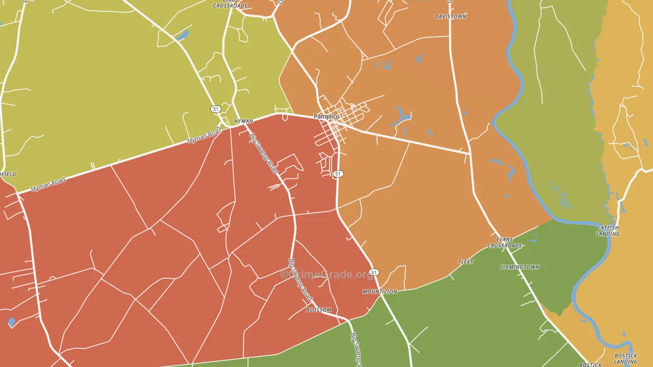 Pamplico, SC Map of Assault Rates