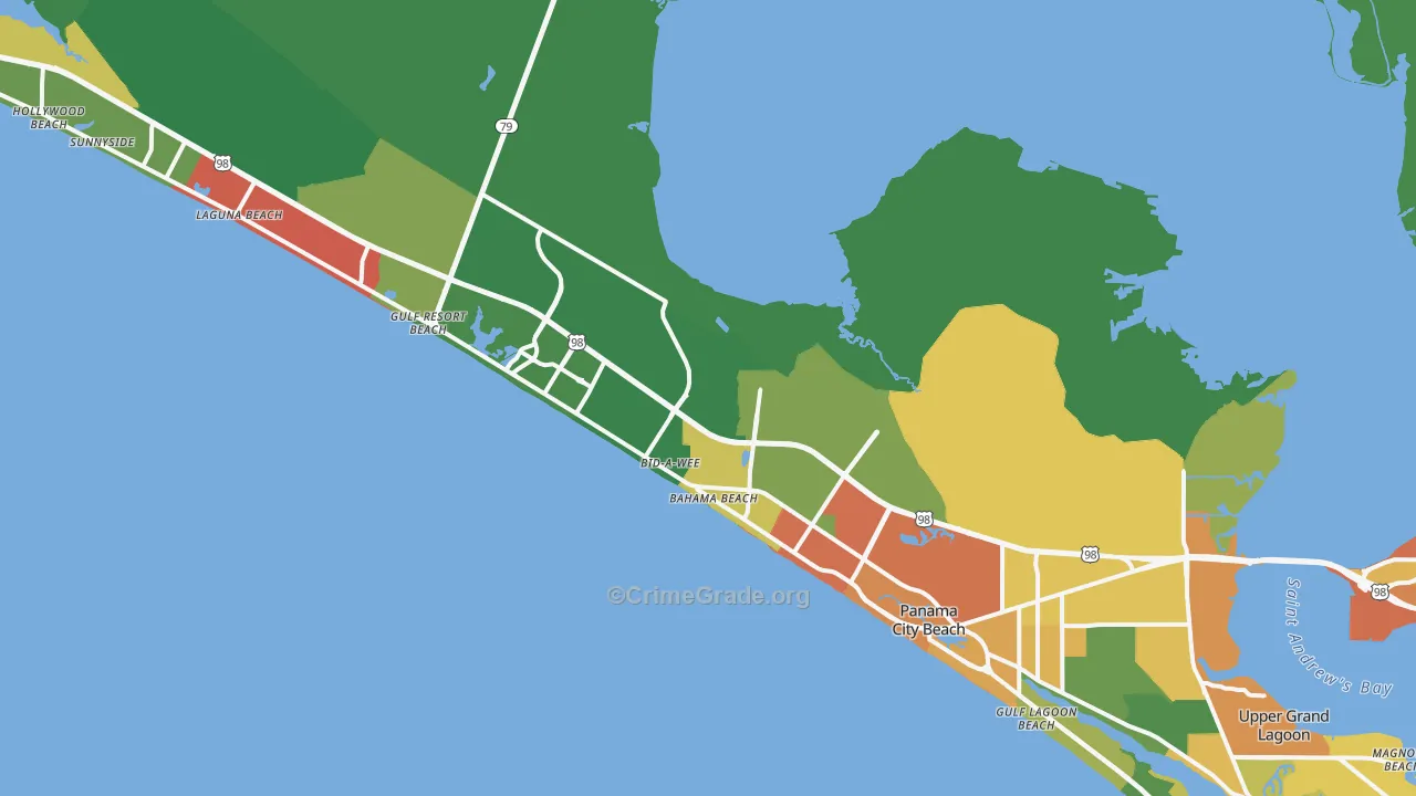 Panama City Beach, FL Map of Assault Rates