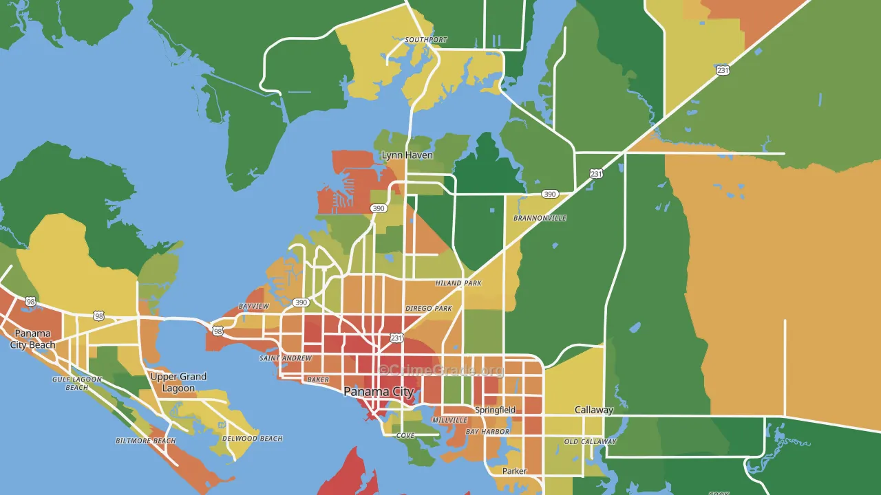 Panama City, FL Map of Assault Rates