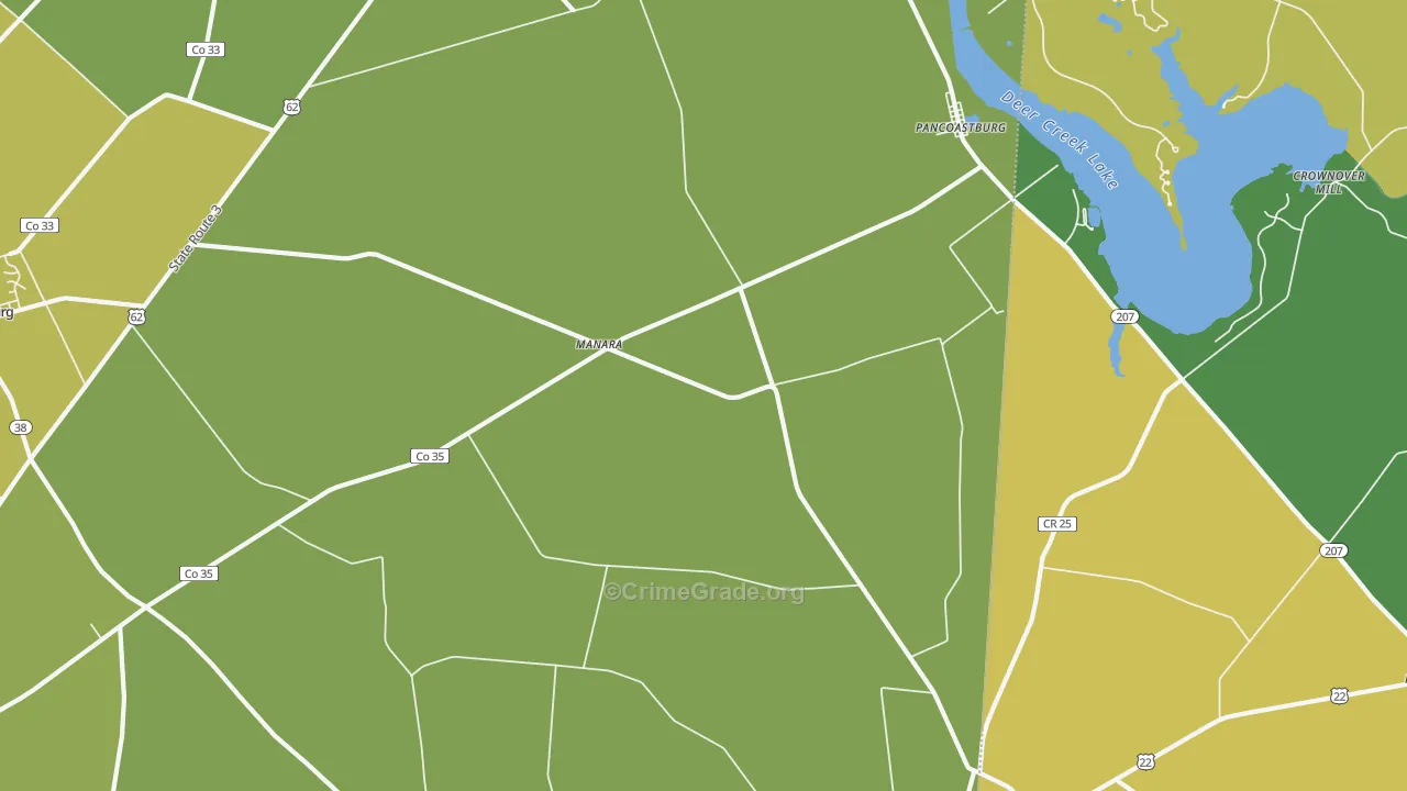 Pancoastburg, OH Map of Assault Rates
